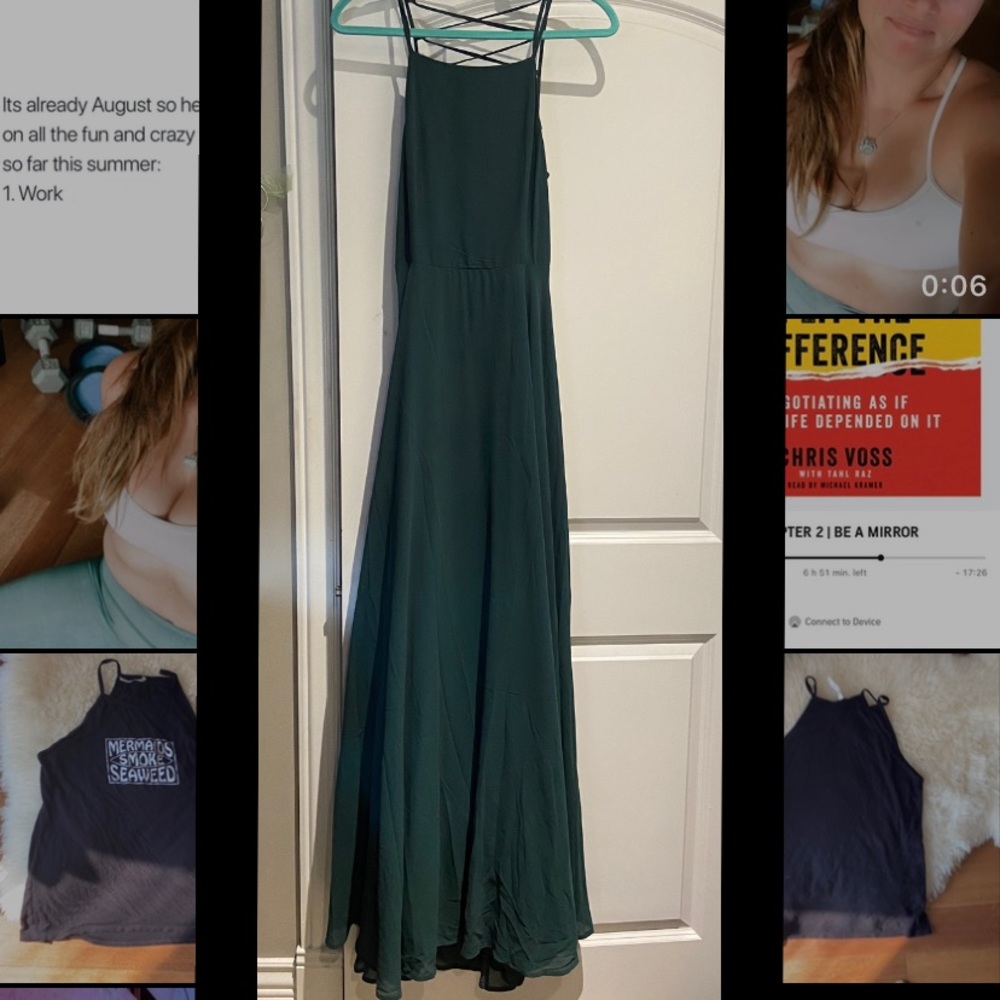 Lulus Green lace up dress